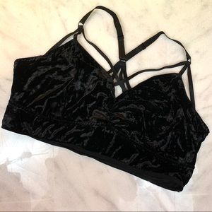 torrid • black velvet strappy cage bralette 4x